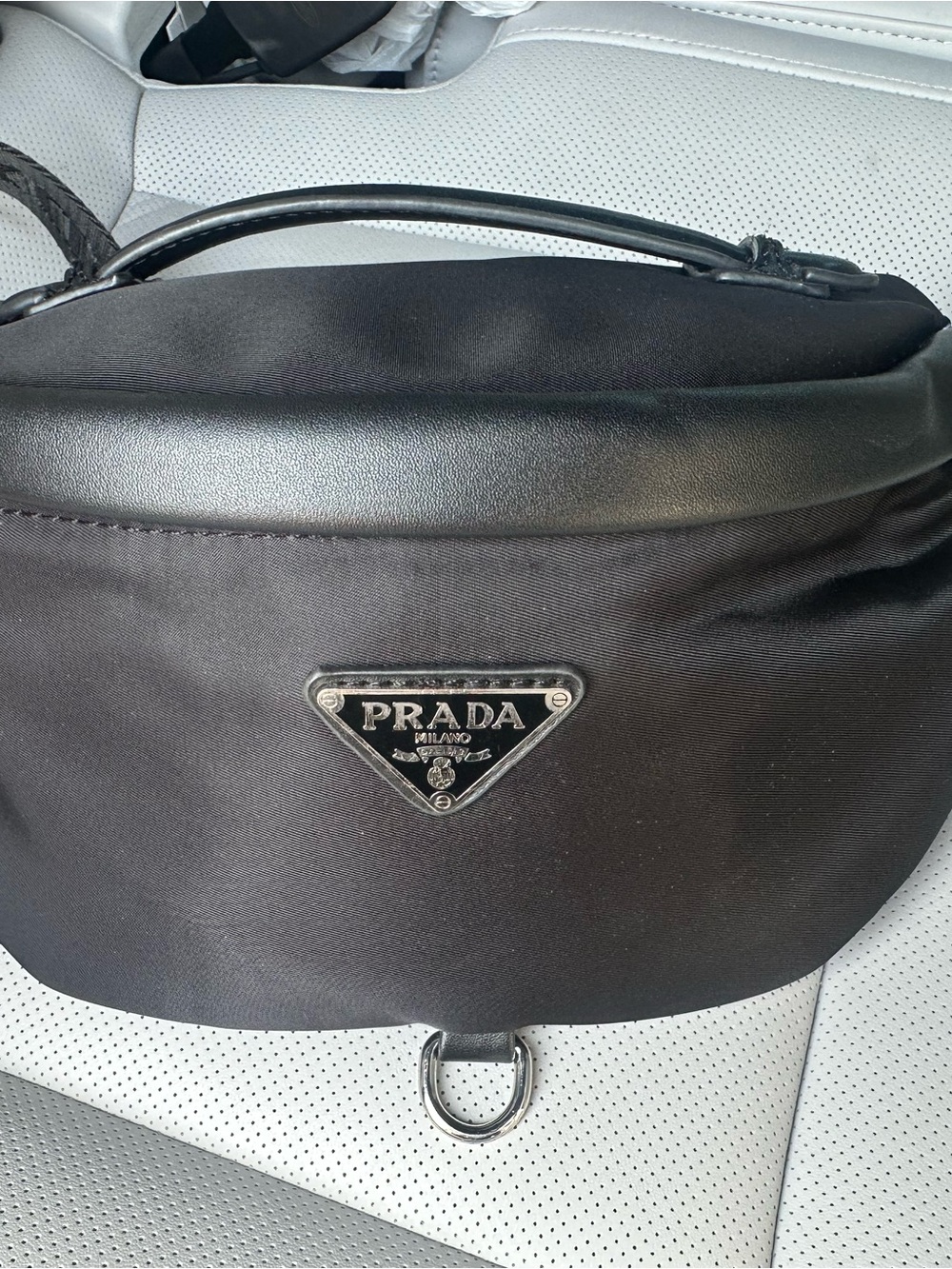 Prada Black Nylon Belt Bag with Triangle Logo Plaque
